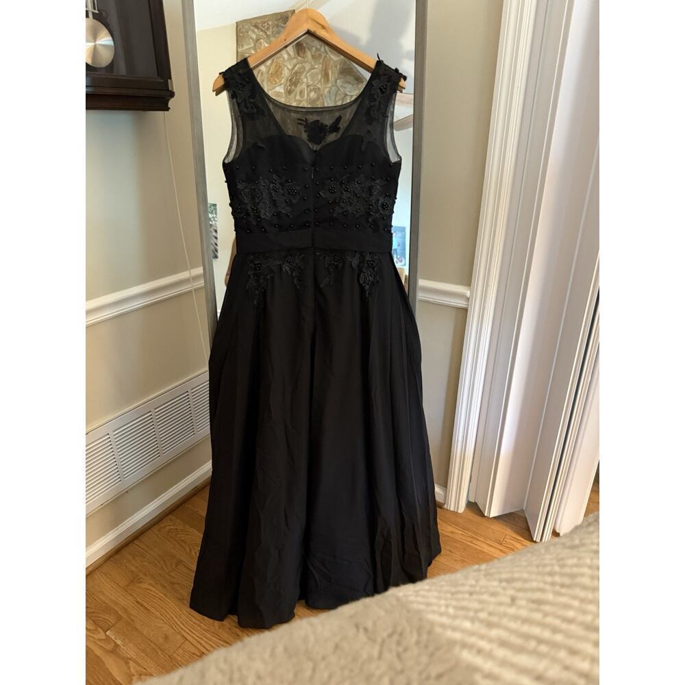 Grace Karin Black Long Gown Beaded Embroidered Floral Dress Size 12 - Picture 5 of 11